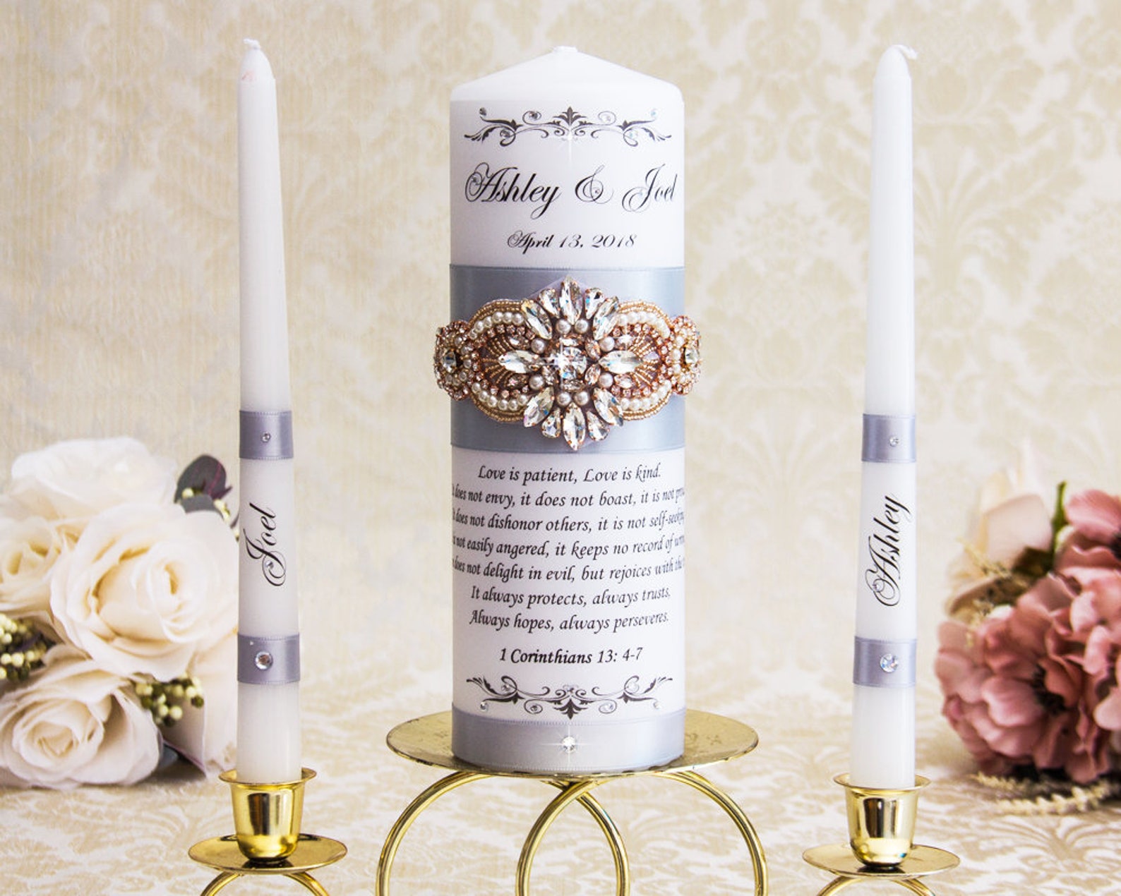 Rose Gold Unity Candle Set Rose Gold Wedding Unity Candles Etsy