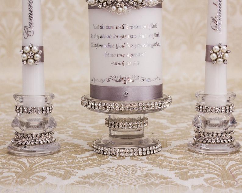Wedding Candle Holder Set Art Deco Wedding Unity Candle Etsy
