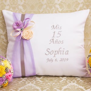 Purple Personalized Quinceanera Pillow, Shoe Pillow, Kneeling Pillow, My Sweet Sixteen, Mis Quince Anos
