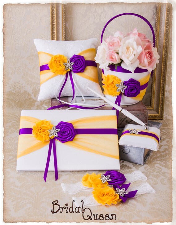 Cadbury Purple And Yellow Ring Bearer Pillow Flower Girl Etsy