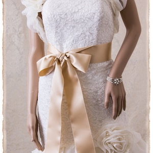 2.5&quot; Champagne Bridal Sash 4 yards, Deluxe Swiss Champagne Wedding Sash, Champagne Ribbon Bridal Belt Wedding Sash Grosgrain Bridal Sash