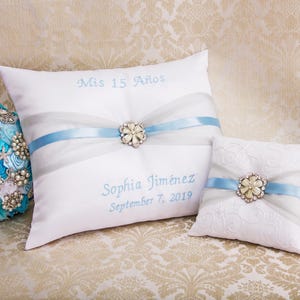 Embroidered Personalized Quinceanera Pillow Set, Quince Shoe Pillow, My Sweet 16 Kneeling Pillow, Mis 15 Anos, Tiara Pillow