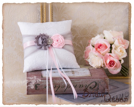 Light Pink and Gray Ring Bearer Pillow Wedding Ring Bearer Pillow