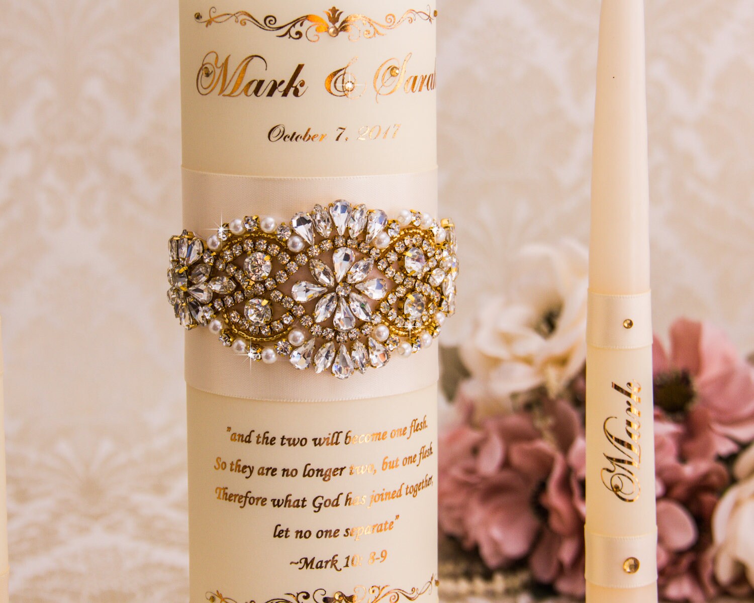 Gold Unity Candle Set Gold Wedding Unity Candles Ivory Wedding Etsy