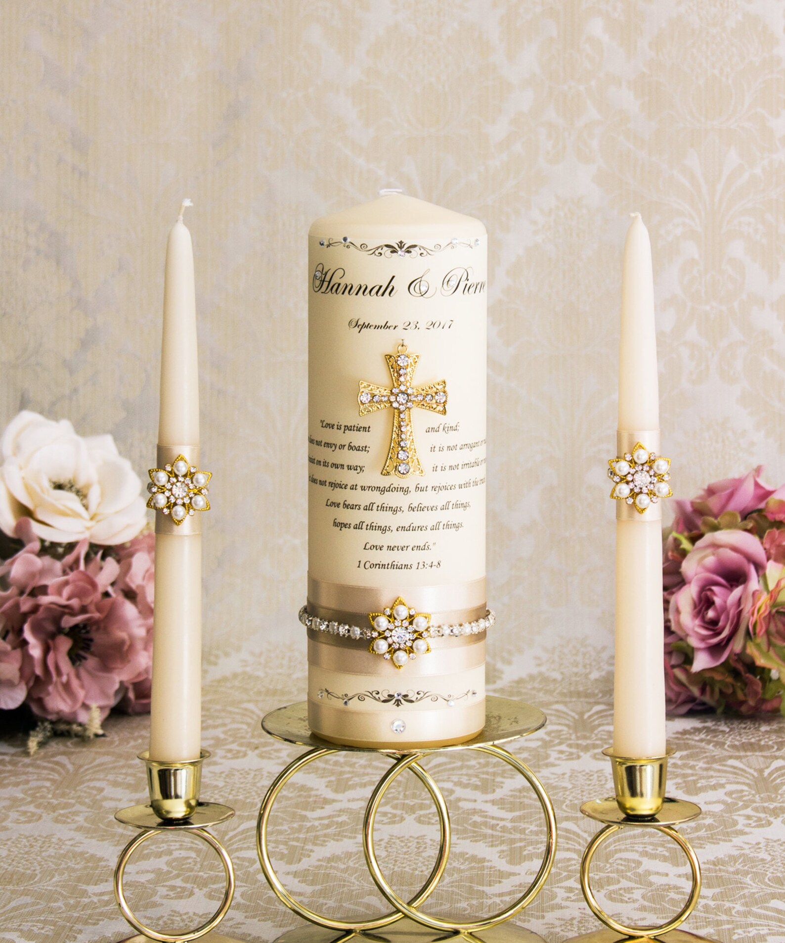 Unity Candle Set in Gold Wedding Unity Candles Gold Unity Etsy
