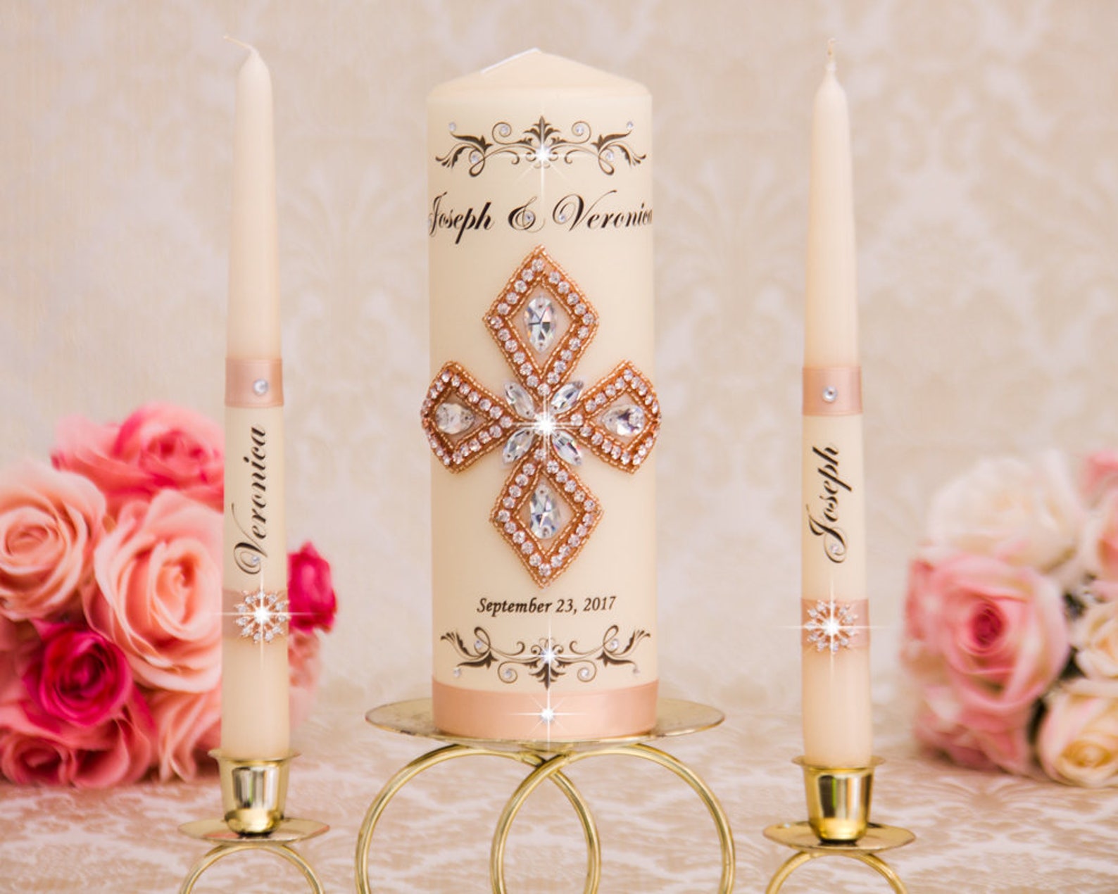 Rose Gold Wedding Unity Candle Rose Gold Unity Candle Set Etsy