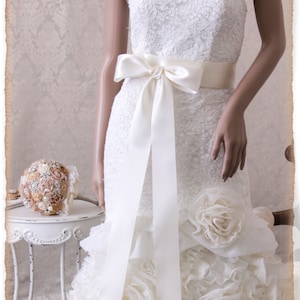 3&quot; BRIDAL WHITE Light Ivory Bridal Sash 3 yards, Wedding Dress Sash, Bridal Belt,  Bridal Sash, Satin Ribbon Sash