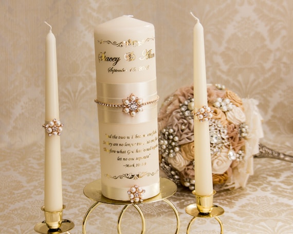 Oro rosa personalizzata matrimonio unità Set candela, oro candela candele,  candele matrimonio personalizzato, sposa avorio -  Italia