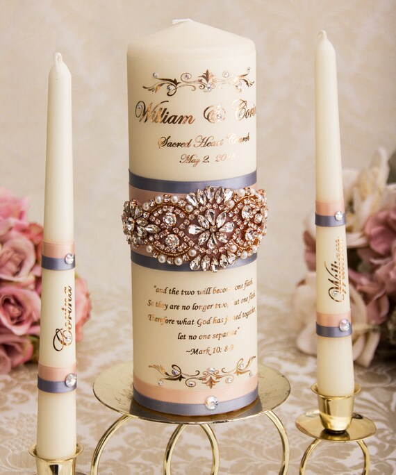 Rose Gold Unity Candle Set Rose Gold Wedding Unity Candles Etsy
