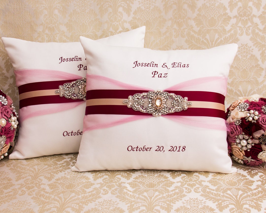 Personalized Wedding Kneeling Pillows, Monogrammed Ceremony Pillow