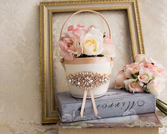 rose gold flower girl basket