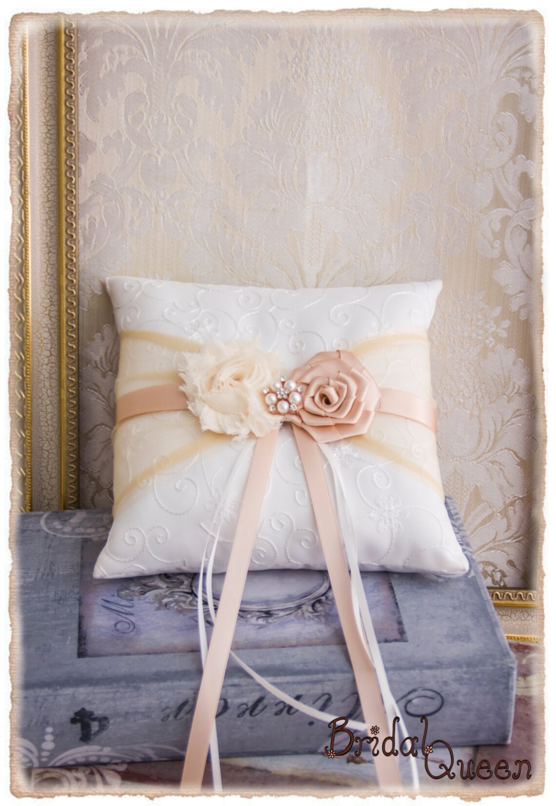 Rose Gold Wedding Flower Girl Basket and Ring Pillow Set Etsy