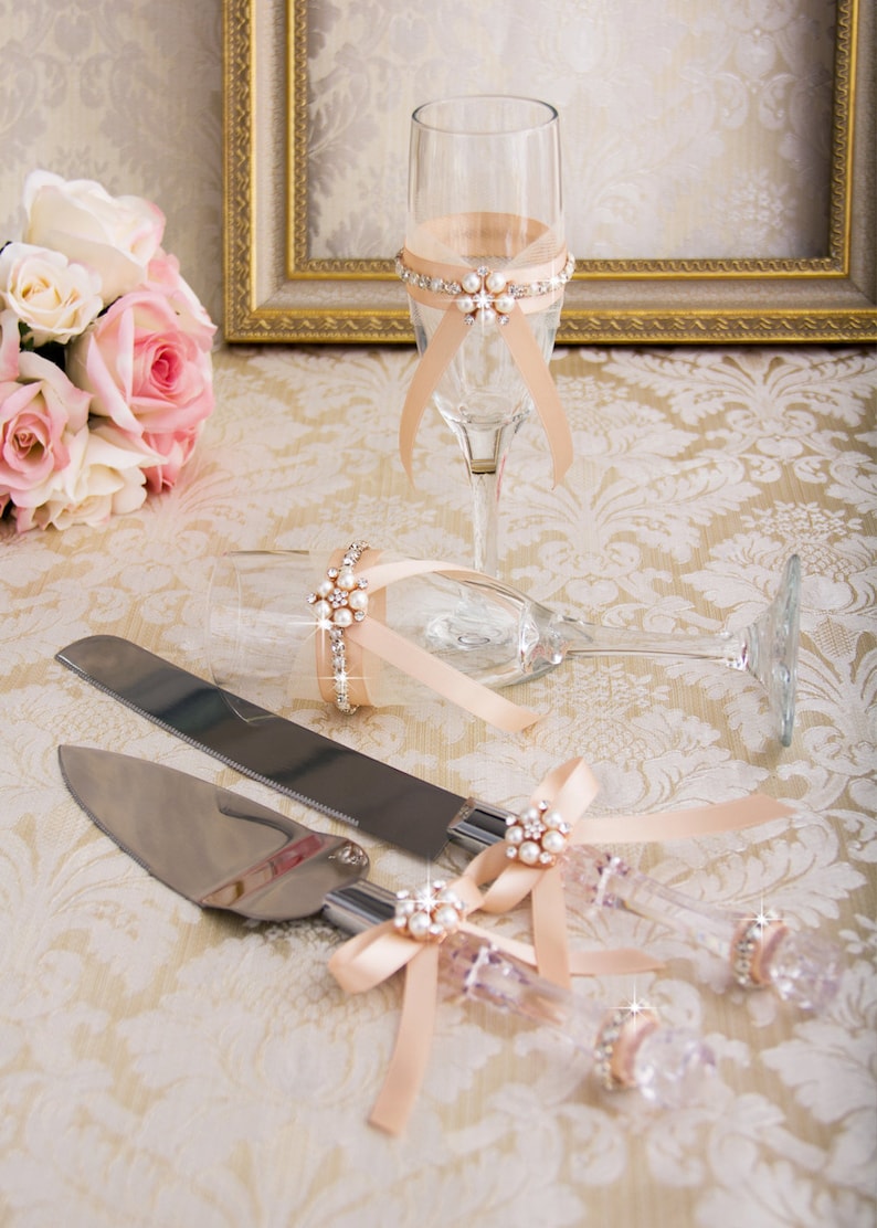 Rose Gold Wedding Cake Cutting Set Cake Serving Set Cake Cutting Set Wedding Knife Set Wedding décor image 3