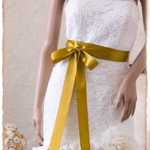 ANTIQUE GOLD Bridal Sash, Wedding Dress Sash, Satin Ribbon Bridal Belt, Bridal Sash, Satin Ribbon Sash