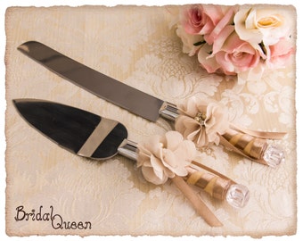 Kuchen servieren Set Schneiden Set Messer Set Hochzeitstorte servieren Set Hochzeitstorte Server Set Champagner Tan Kuchen Set