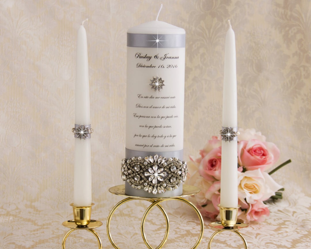 Silver Unity Candle Set Wedding Unity Candles Silver Wedding Candle ...