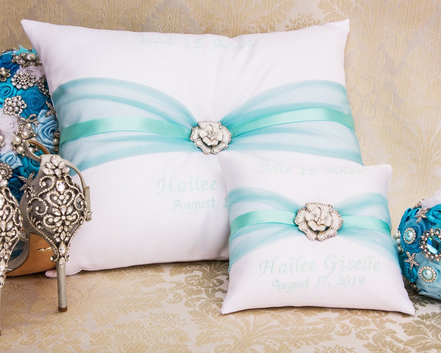 Personalized Quinceanera Pillow Set Quince Shoe Pillow My Etsy
