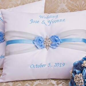 Bruiloft knielende kussens, ceremoniekussen monogram, gepersonaliseerde knielende kussens, gebedskussens, ringkussen, Nuestra Boda