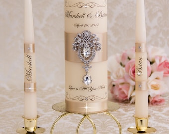 Unity Candles Wedding Unity Candle Ceremony Unity Candles Set Wedding Unity Candle Champagne Rhinestone Unity Candle Ivory Candle