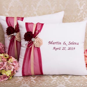 Bruiloft knielende kussens, ceremoniekussen monogram, gepersonaliseerde knielende kussens, gebedskussens, ringkussen, Nuestra Boda