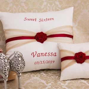 Personalized Quinceanera Pillow Set, Shoe Pillow, Kneeling Pillow, Mis Quince Anos, Custom Quince Pillows