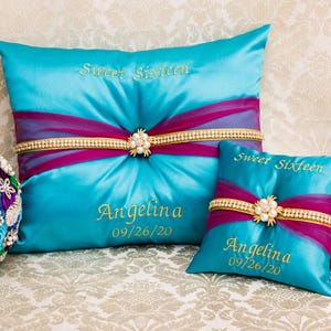 Personalized Quinceanera Pillow Set, Quince Shoe Pillow, My Sweet 16 Kneeling Pillow, Mis 15 Anos, Tiara Pillow