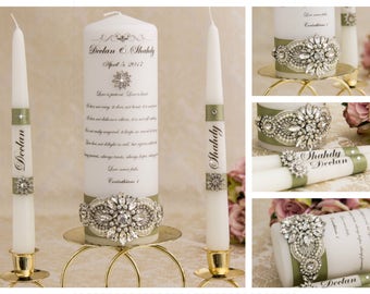 Unity Candle Set, Personalized Unity Candle, Wedding Candles, Wedding Unity Candle Set, Crystal Candles