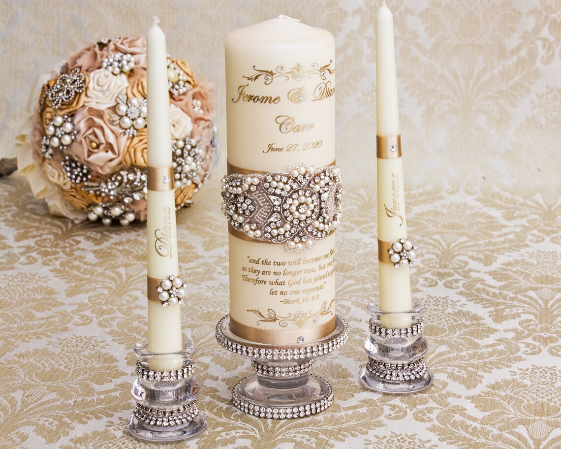 Unity Candle Set Personalized Wedding Candle Sets Unity Etsy