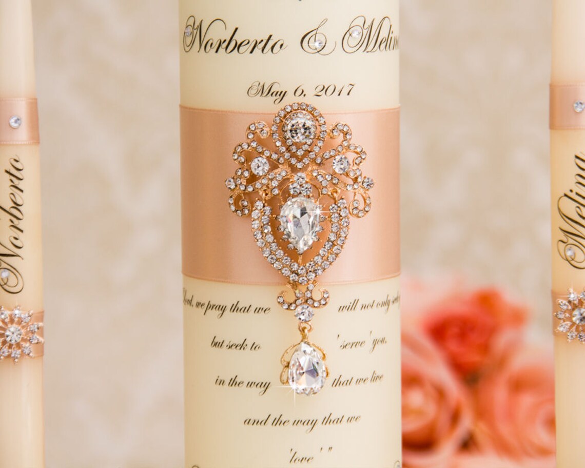 Rose Gold Unity Candle Set Wedding Unity Candle Set Etsy