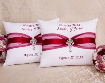 Personalized Wedding Kneeling Pillows, Monogrammed Ceremony Pillow, Custom Kneeling Pillows, Prayer Pillows, Burgundy Kneeling Pillows