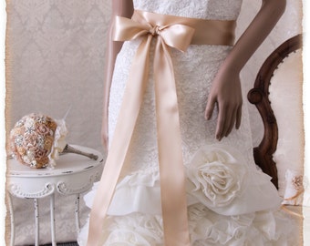 Beige Wedding Sash Belt, BEIGE Bridal Sash, Wedding Dress Sash, Bridal Belt, Bridal Sash, Beige Satin Ribbon Sash, Satin Bridal Sash