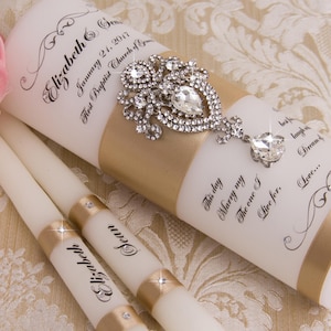 Personalized Unity Candle Set, Wedding Candles with Names and Date