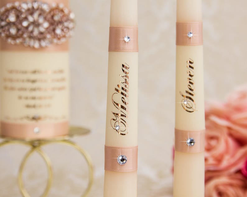 Rose Gold Unity Candle Set Rose Gold Wedding Unity Candles Etsy