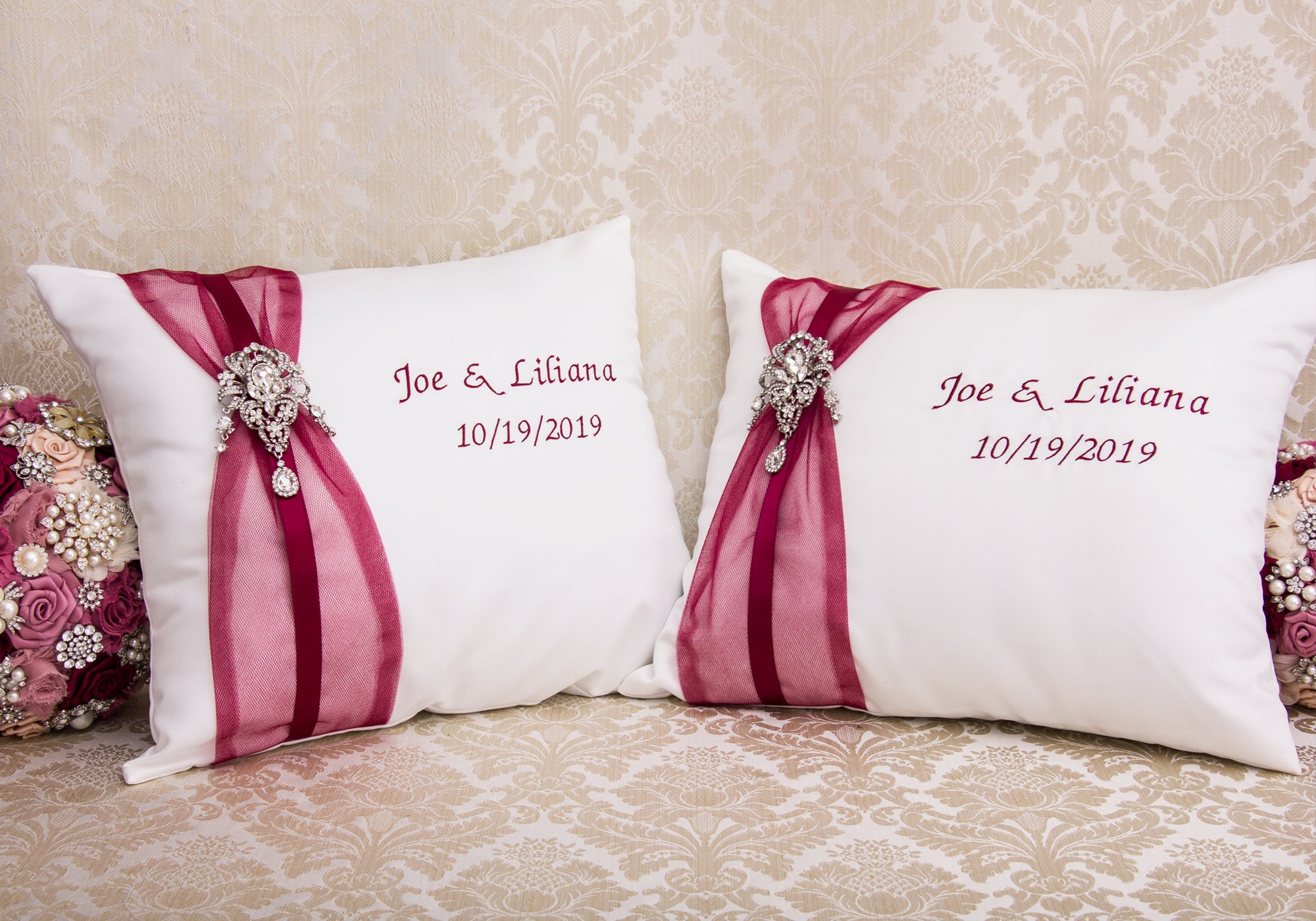 Wedding Kneeling Pillows Monogrammed Ceremony Pillow Etsy