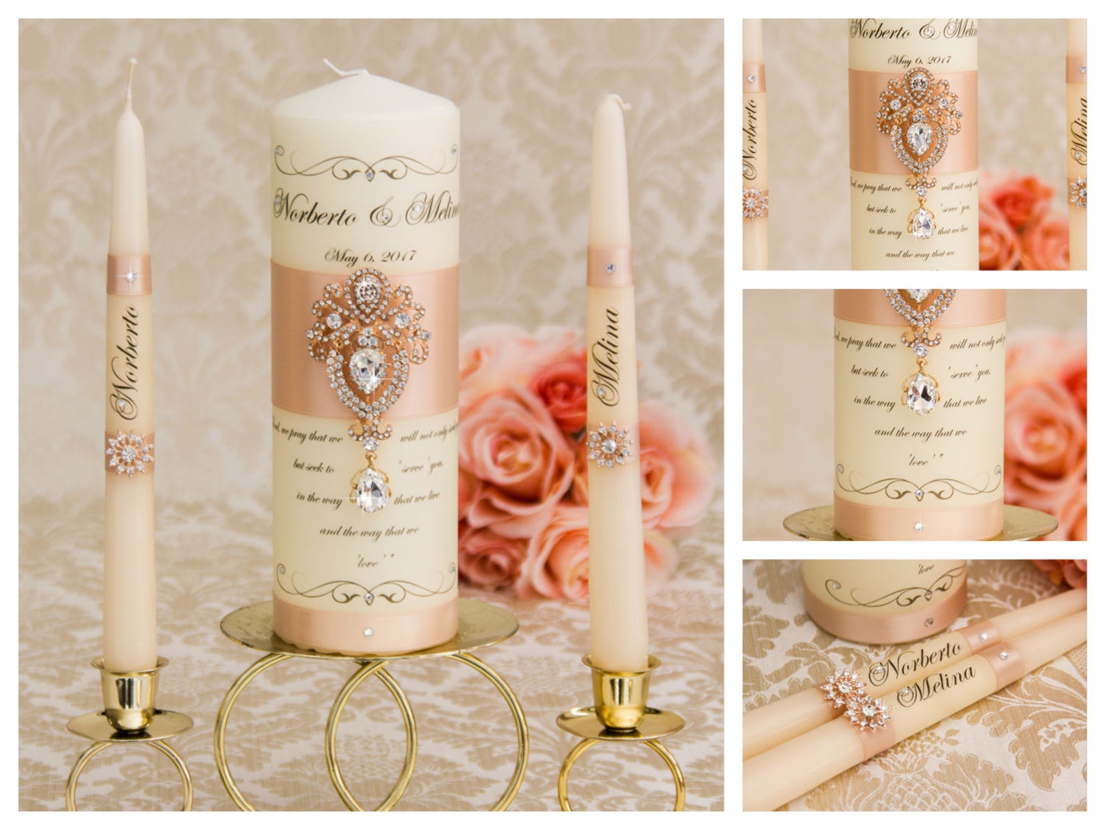 Rose Gold Unity Candle Set Wedding Unity Candle Set Etsy