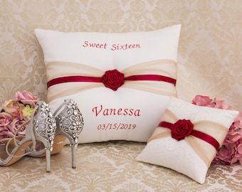 Personalized Quinceanera Pillow , Sweet Sixteen Pillow, Quinceanera Shoe Pillow, Tiara Pillow