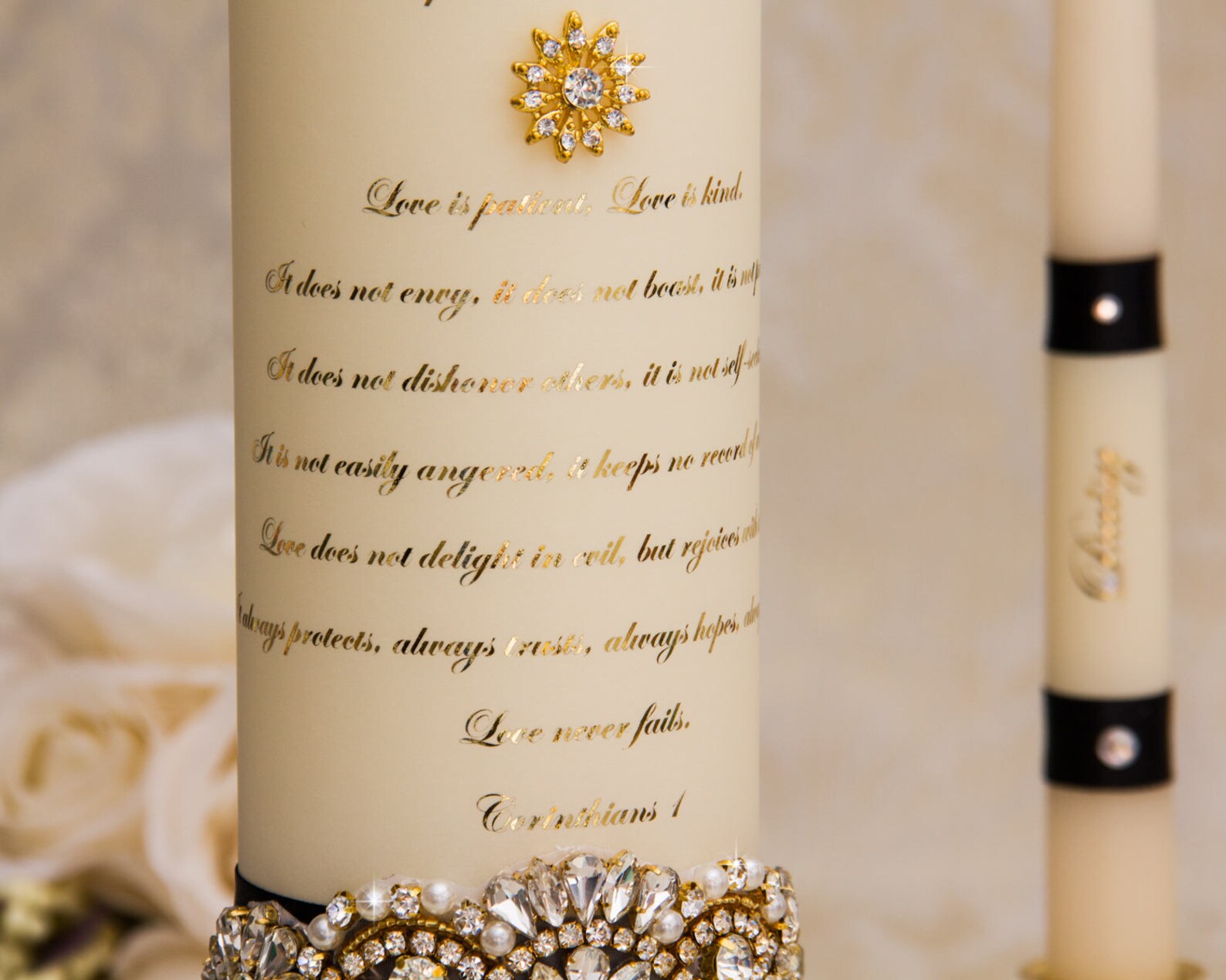 Gold Unity Candle Set Gold Wedding Unity Candles Black Wedding Etsy