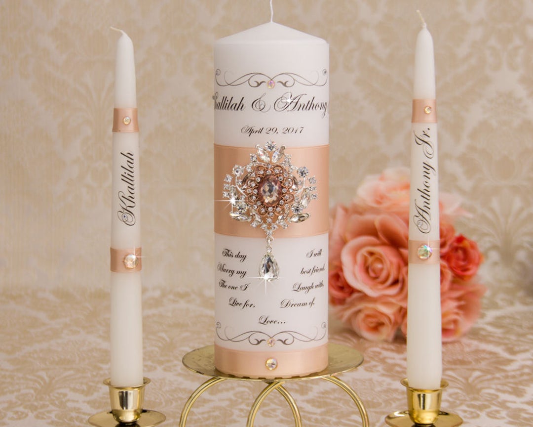 Rose Gold Wedding Unity Candle Set, Rose Gold Unity Candle Set