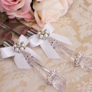 White Wedding Cake Cutting Set  Cake Serving Set  Wedding Cake Server, Wedding Cake Server Set, Wedding Knife Set