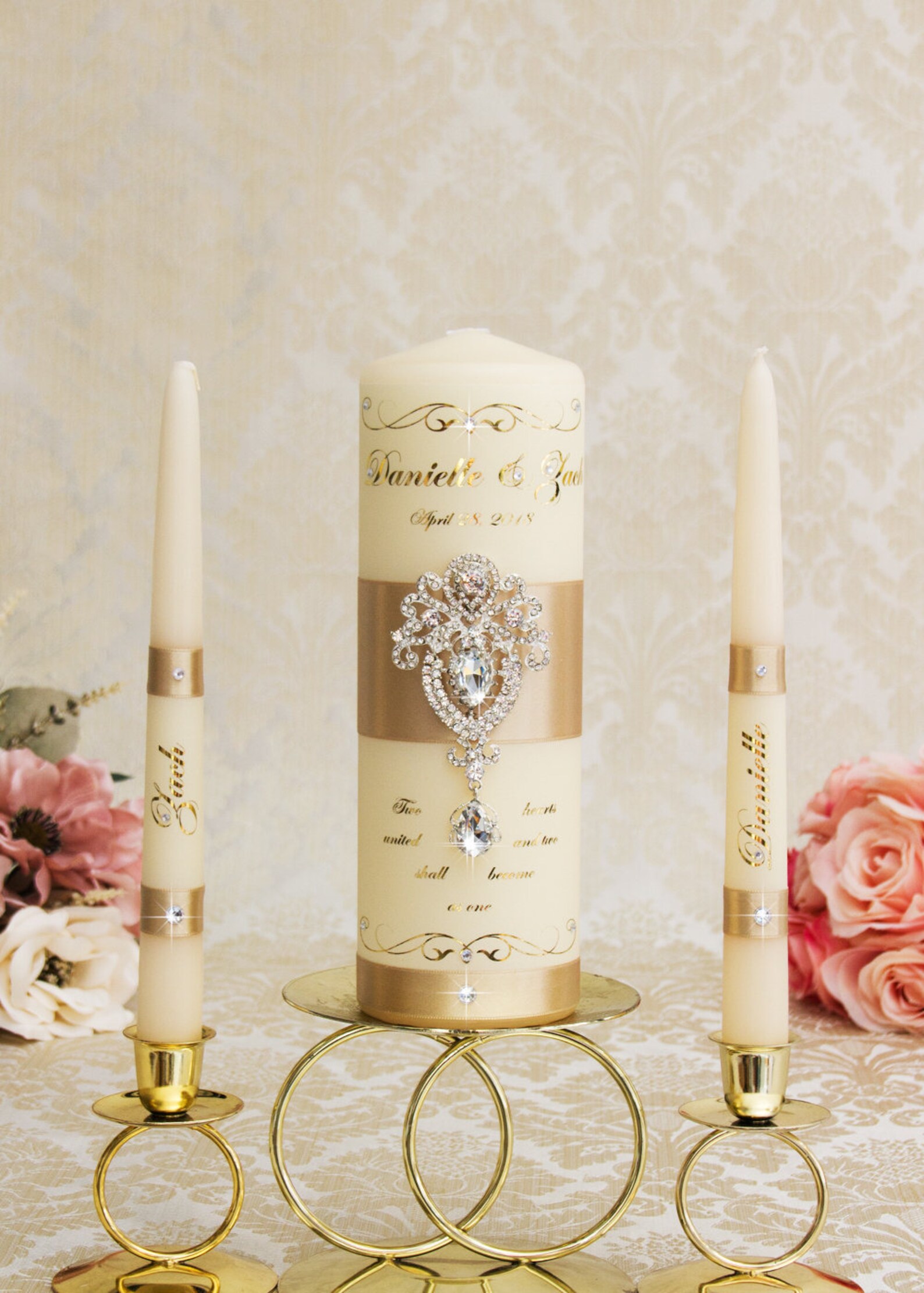Gold Wedding Unity Candles Gold Wedding Candles Champagne Etsy