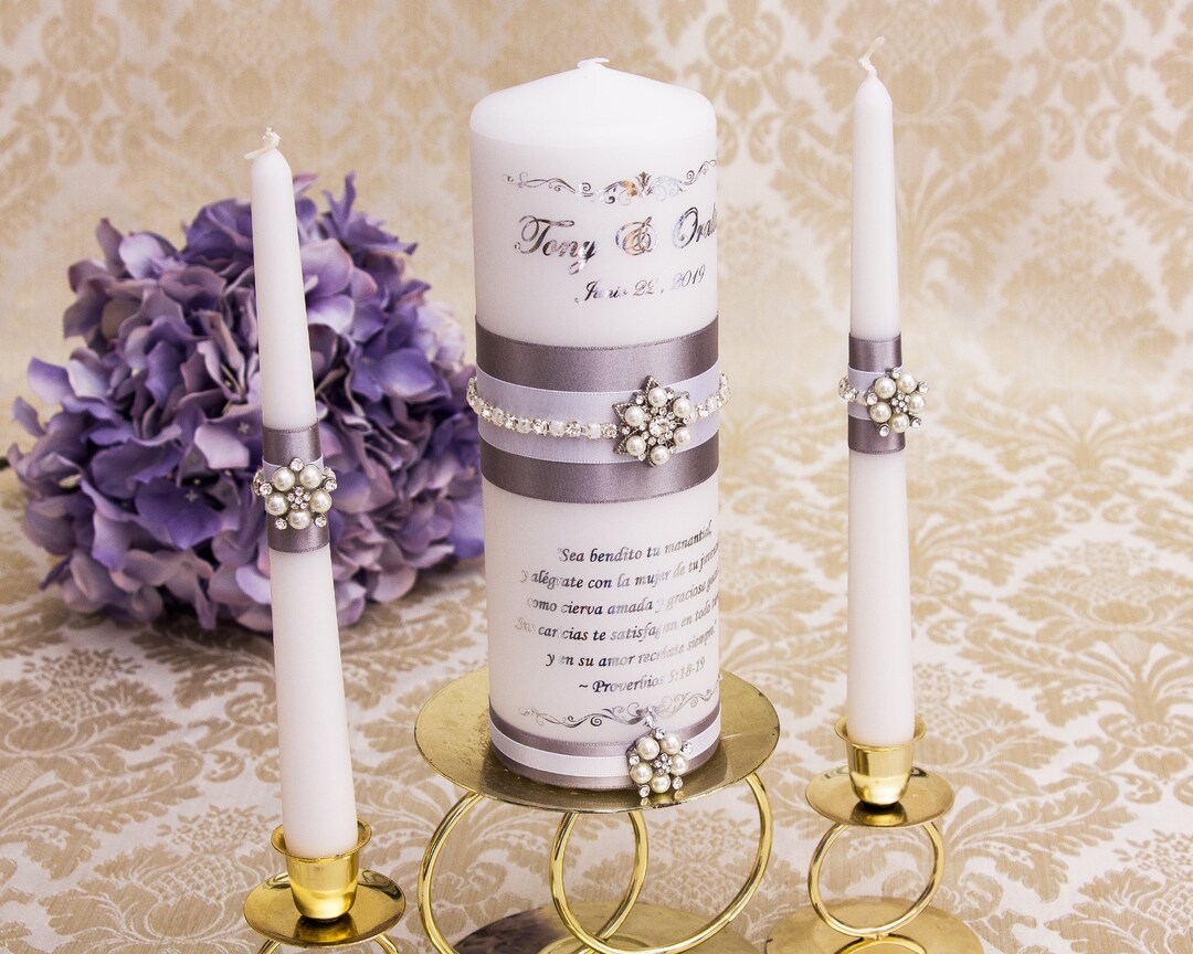 Wedding Unity Candle Set, Silver Unity Candles for Wedding ...