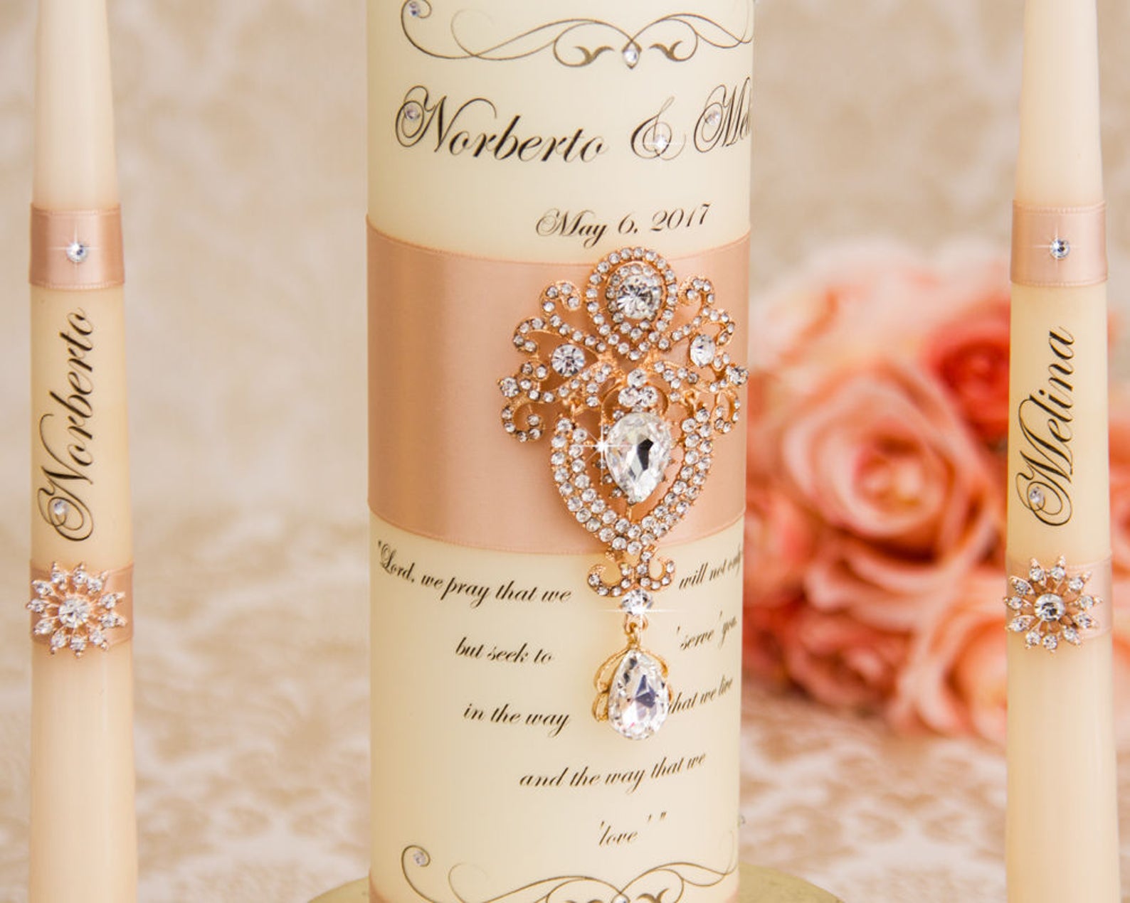 Rose Gold Unity Candle Set Wedding Unity Candle Set Etsy