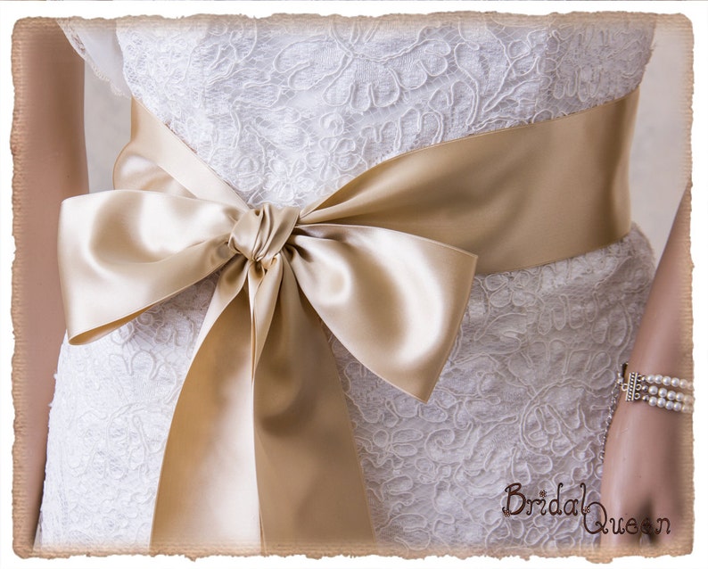 3 Deluxe Champagne Bridal Sash Champagne Wedding Sash Etsy