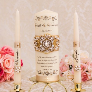 Gold Unity Kaarsen Set, Champagne Wedding Candles, Gold Wedding Unity Candle Set, Gepersonaliseerde Bruiloft Kaarsen