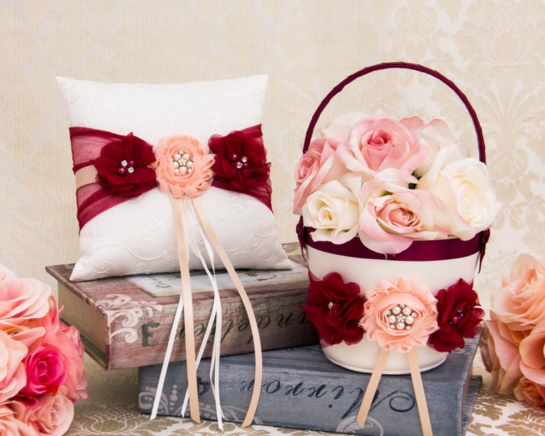 Flower Girl Basket and Ring Pillow Flower Girl Basket Set Etsy