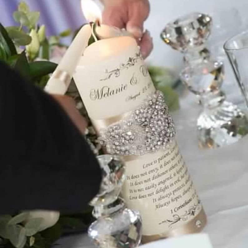 Pearl Wedding Unity Candle Set Silver Wedding Candles Set Etsy