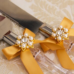 Gold Wedding Cake Server Set  Cake Serving Set Cake Cutting Set Wedding Knife Set