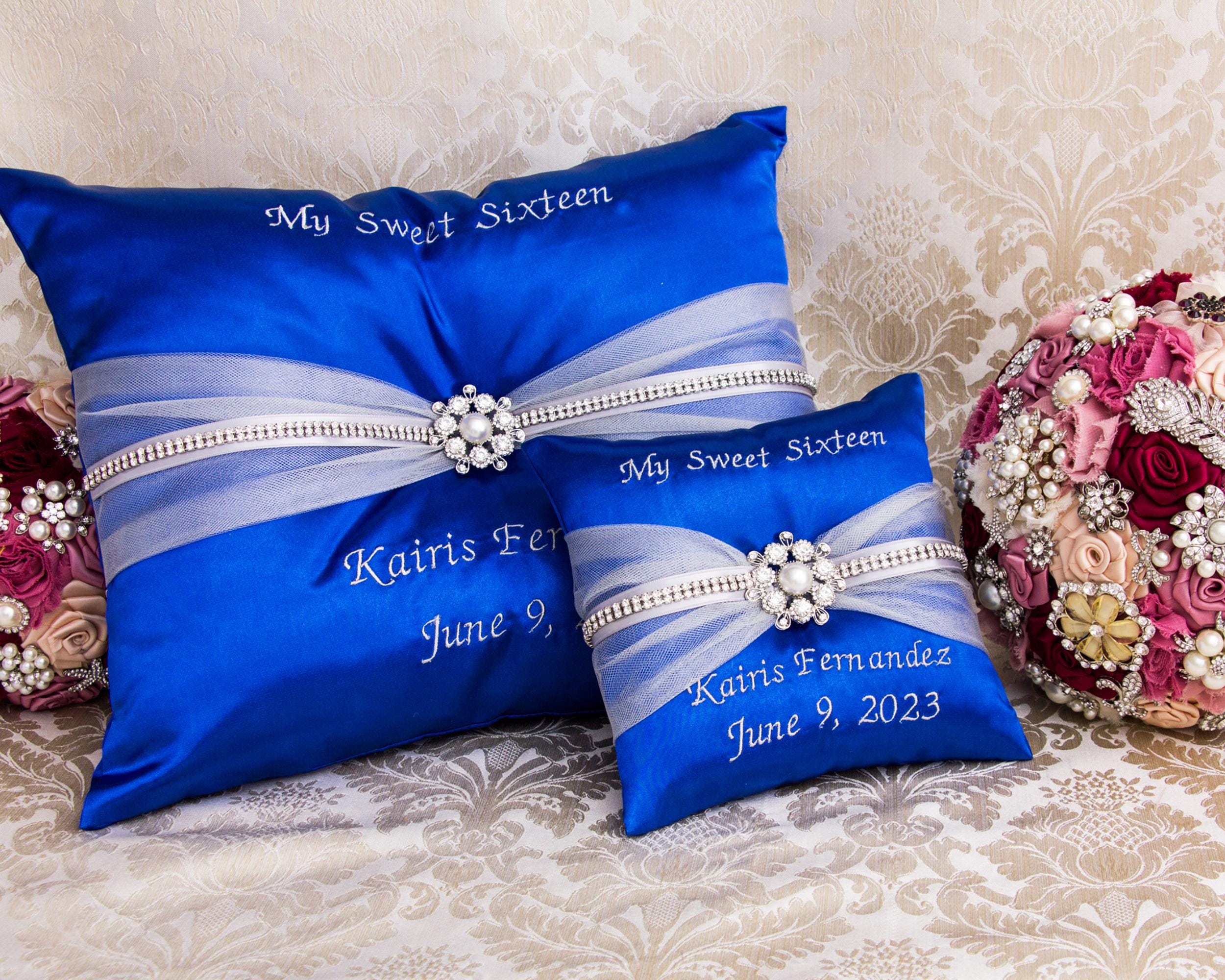the pillows/15th　Anniversary　Special　916 Personalized Tiara Pillow, Embroidered Quinceanera Pillow