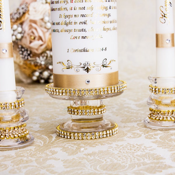 Wedding Candle Holder Set, Art Deco Wedding Unity Candle Holder, Great Gatsby Wedding Candle Stand for Wedding Ceremony Candles Set Stand