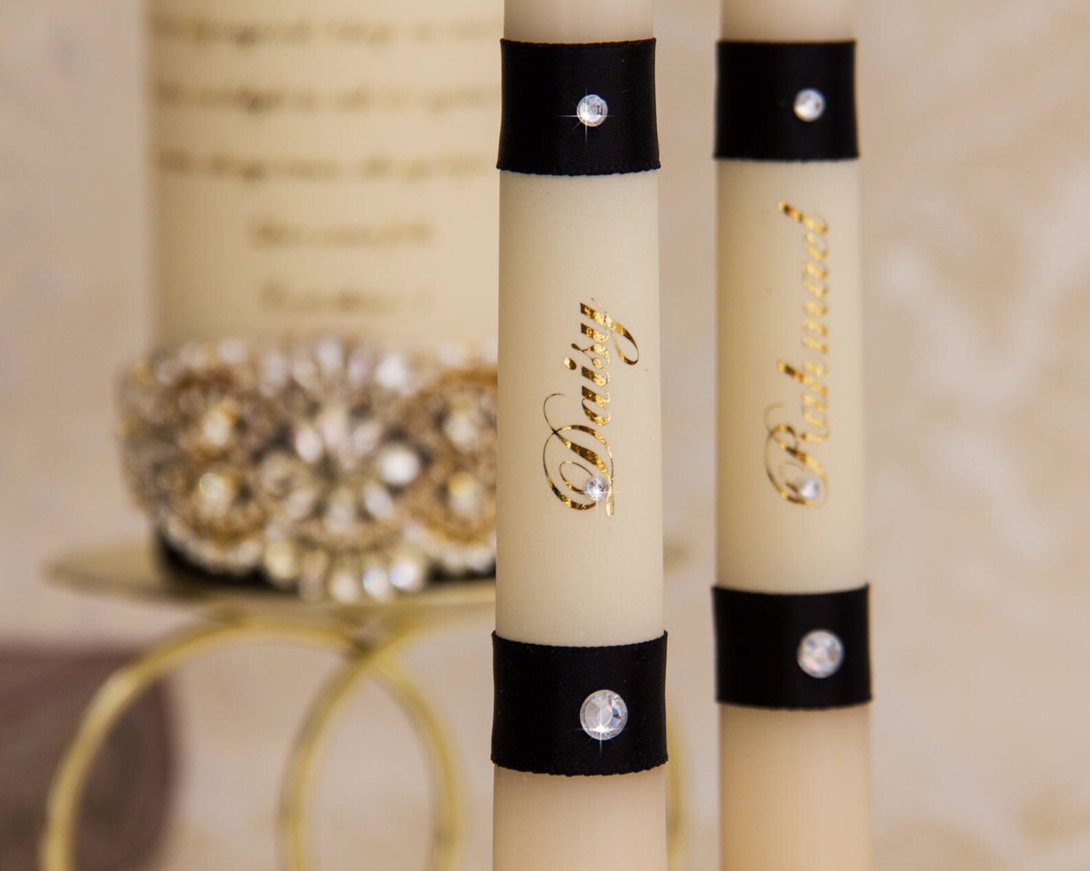 Gold Unity Candle Set Gold Wedding Unity Candles Black Wedding Etsy